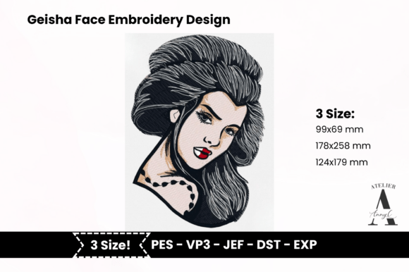 Geisha Face Embroidery Design – Pop Art