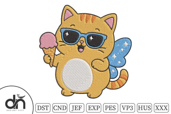 Kawaii Fairy Cat Ice Cream Embroidery Review