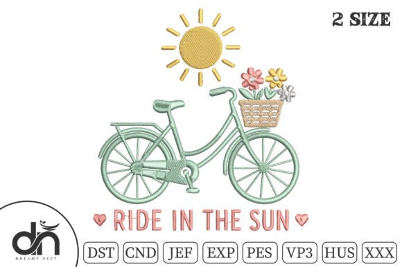 Ride in the Sun Floral Bike Embroidery