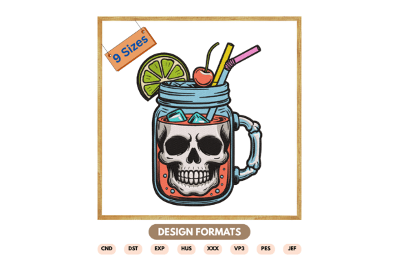 Skull Cocktail Embroidery Design Review for Boutique Apparel