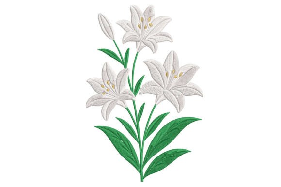 White Lily Flower Embroidery Design Review